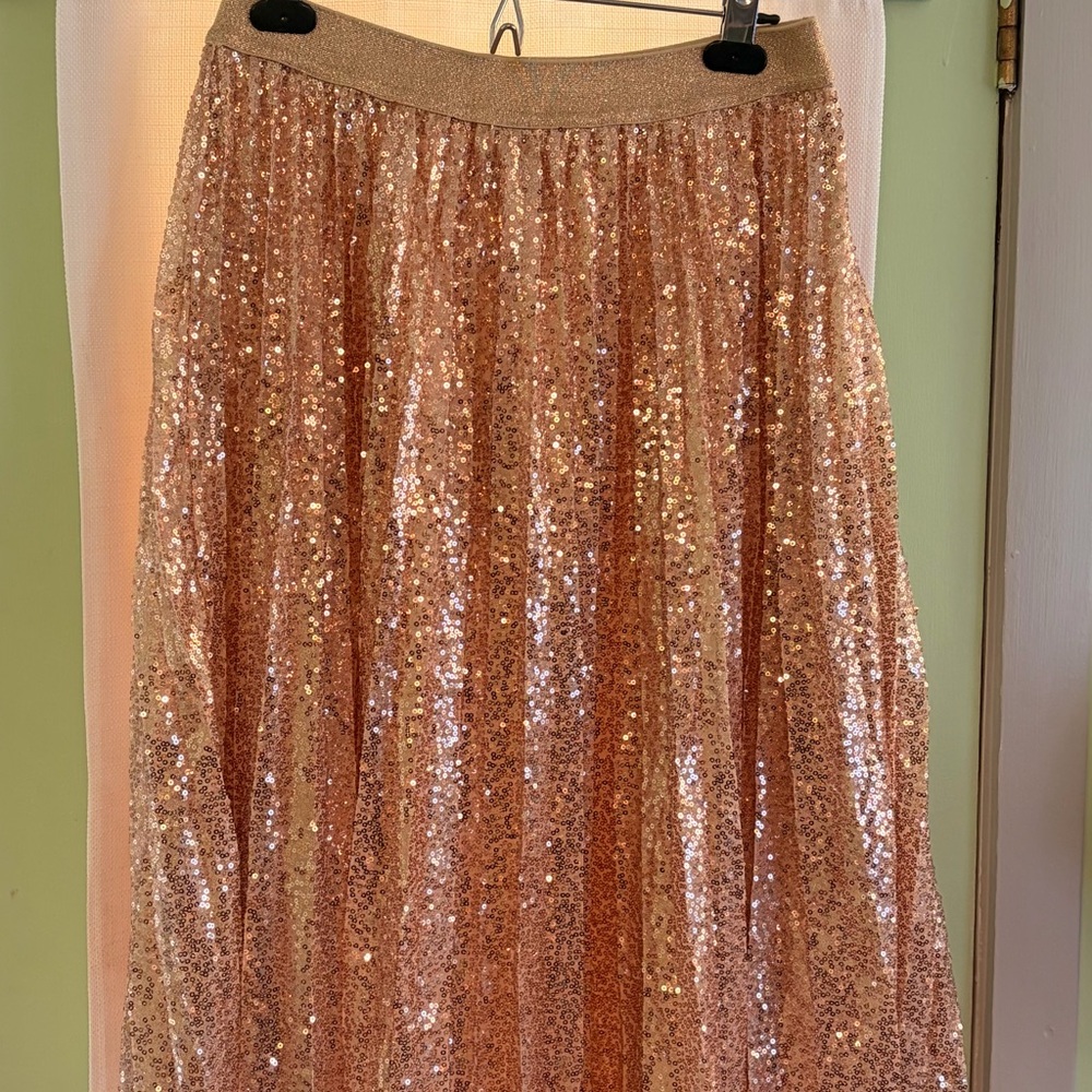 NWT Grace Karin size L Sequin Gold Skirt